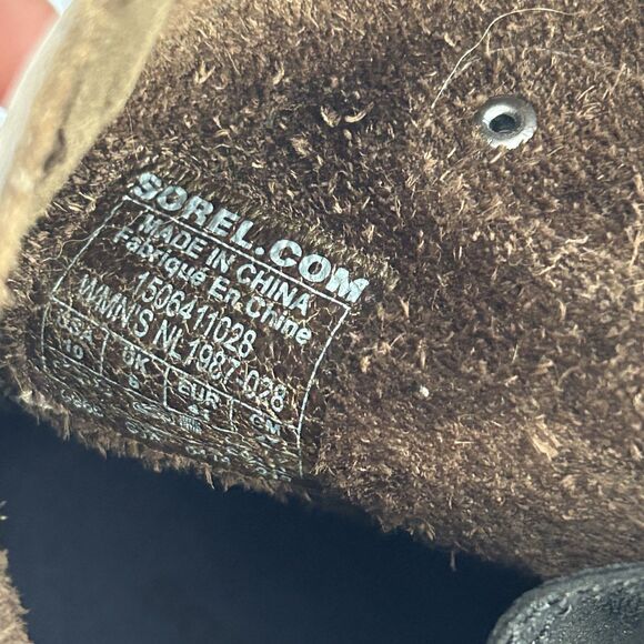 Sorel Womens Bootie Size 10 Dark Brown Joan Of Arctic Leather Wedge Boot Lace Up - Picture 12 of 12